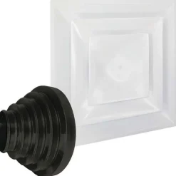 Registers & Diffusers: Type: Ceiling Diffuser; Style: Step Down; Material: Plastic