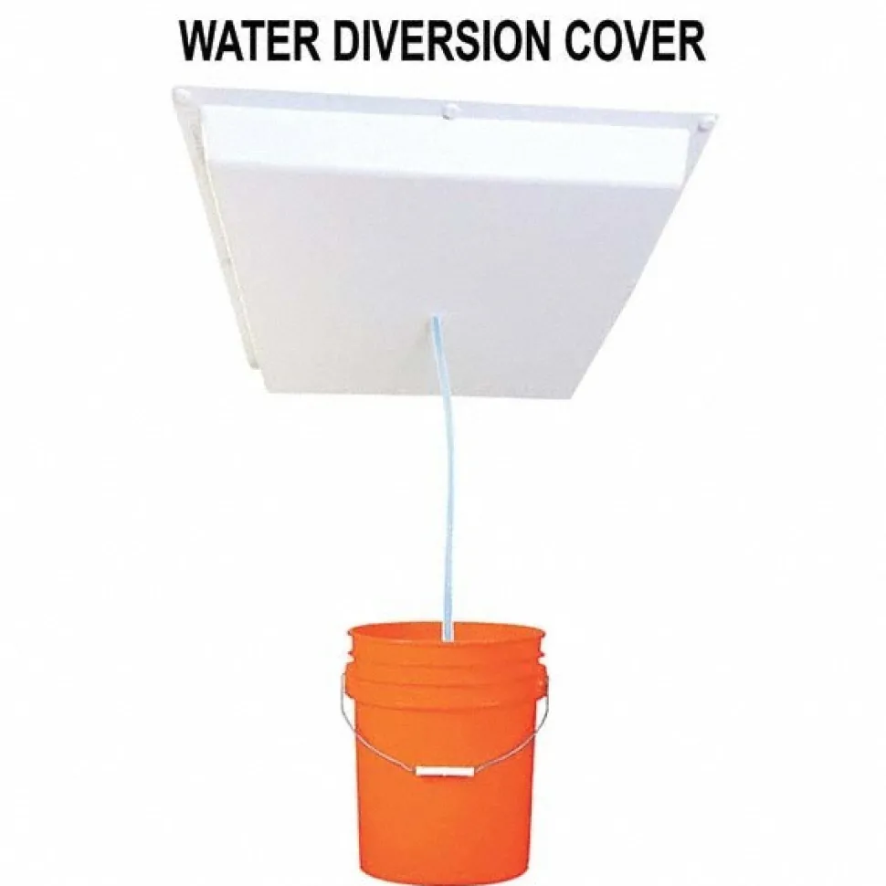 Registers & Diffusers: Type: Ceiling Diffuser Cover; Style: Water Diversion; Material: Plastic; Diameter (Decimal Inch): 24.0000
