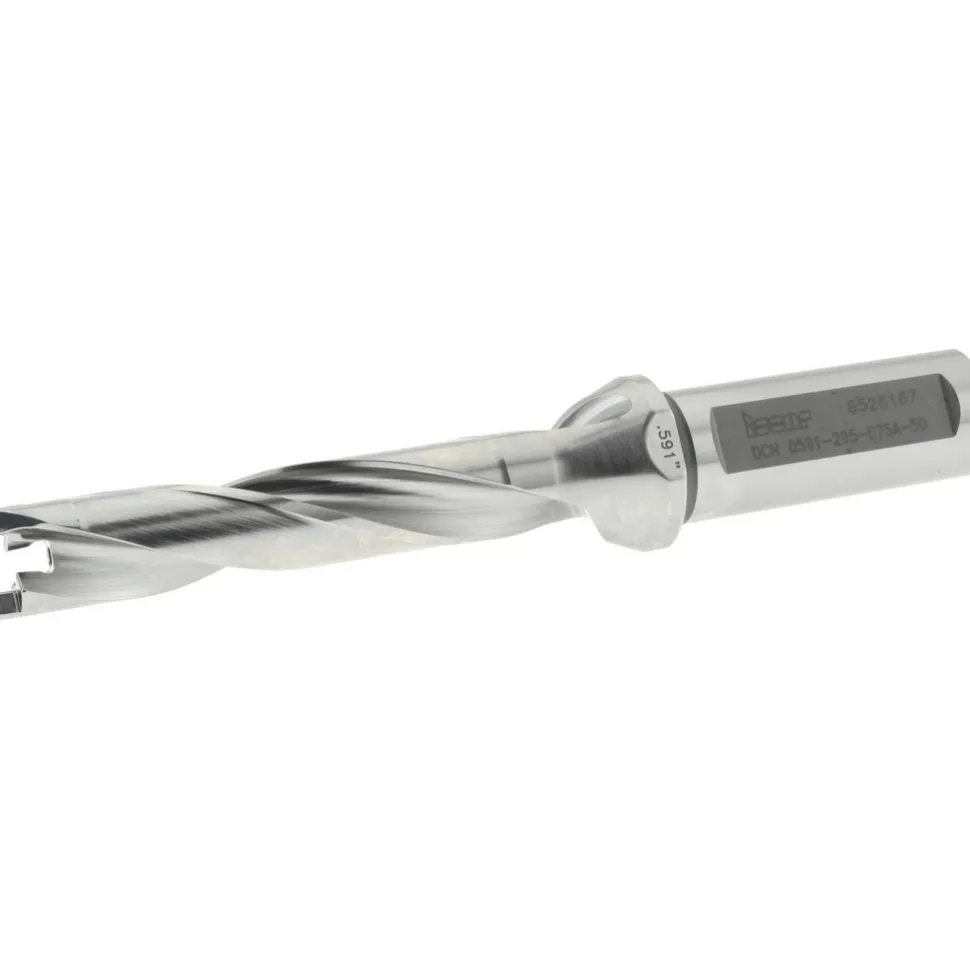 Replaceable-Tip Drill: 0.591 to 0.626" Dia, 2.95" Max Depth, 3/4" Weldon Flat Shank