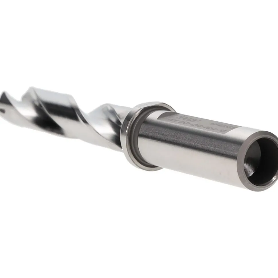 Replaceable-Tip Drill: 0.531 to 0.547" Dia, 2-3/4" Max Depth, 5/8" Flatted Shank