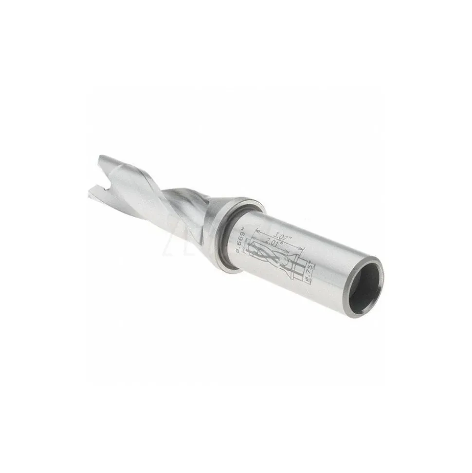 Replaceable-Tip Drill: 0.669 to 0.705" Dia, 2.13" Max Depth, 3/4" Flatted Shank