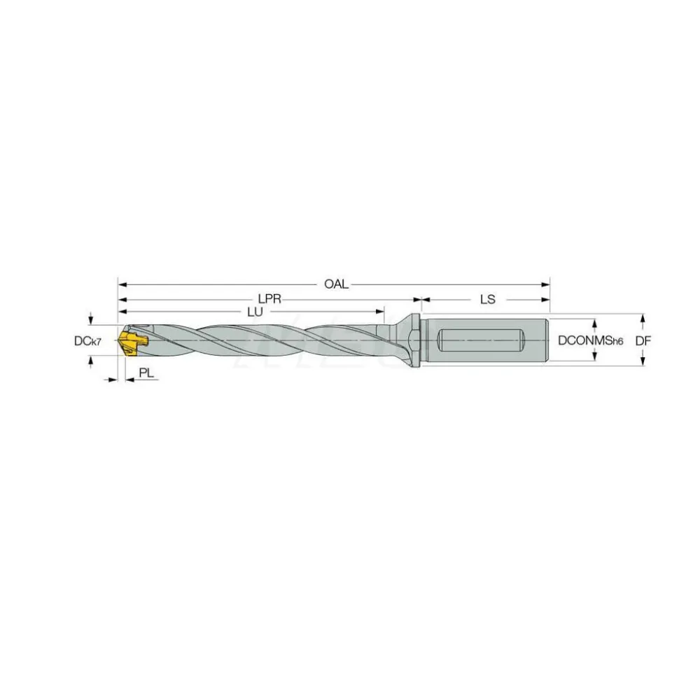 Replaceable-Tip Drill: 0.591 to 0.626" Dia, 4.72" Max Depth, 3/4" Weldon Flat Shank