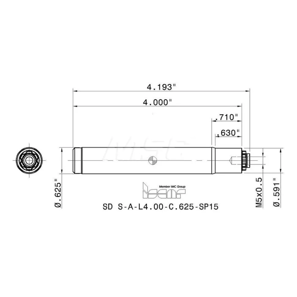Replaceable Tip Milling Shank: Series T-Slot, 0.72" Projection, 5/8" Stepped Shank