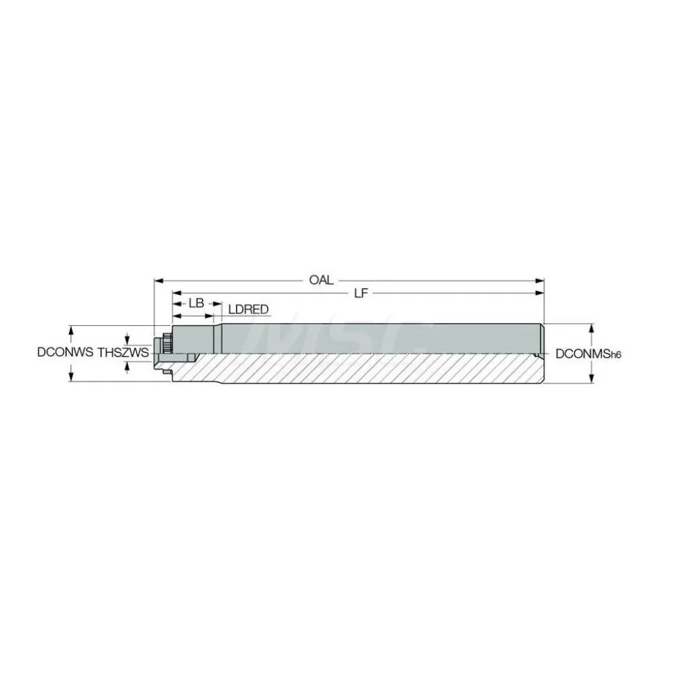 Replaceable Tip Milling Shank: Series T-Slot, 0.72" Projection, 5/8" Stepped Shank