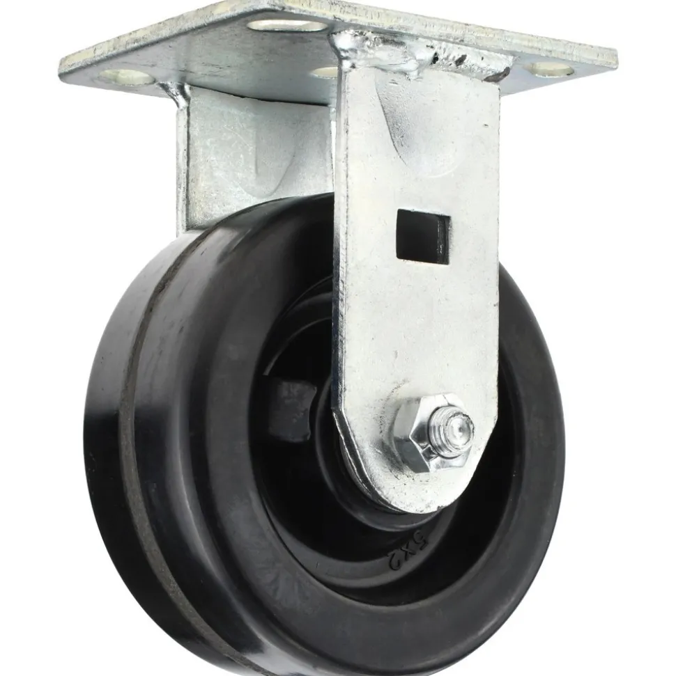 Rigid Top Plate Caster: Phenolic, 5" Wheel Dia, 2" Wheel Width, 1,000 lb Capacity, 6-1/2" OAH