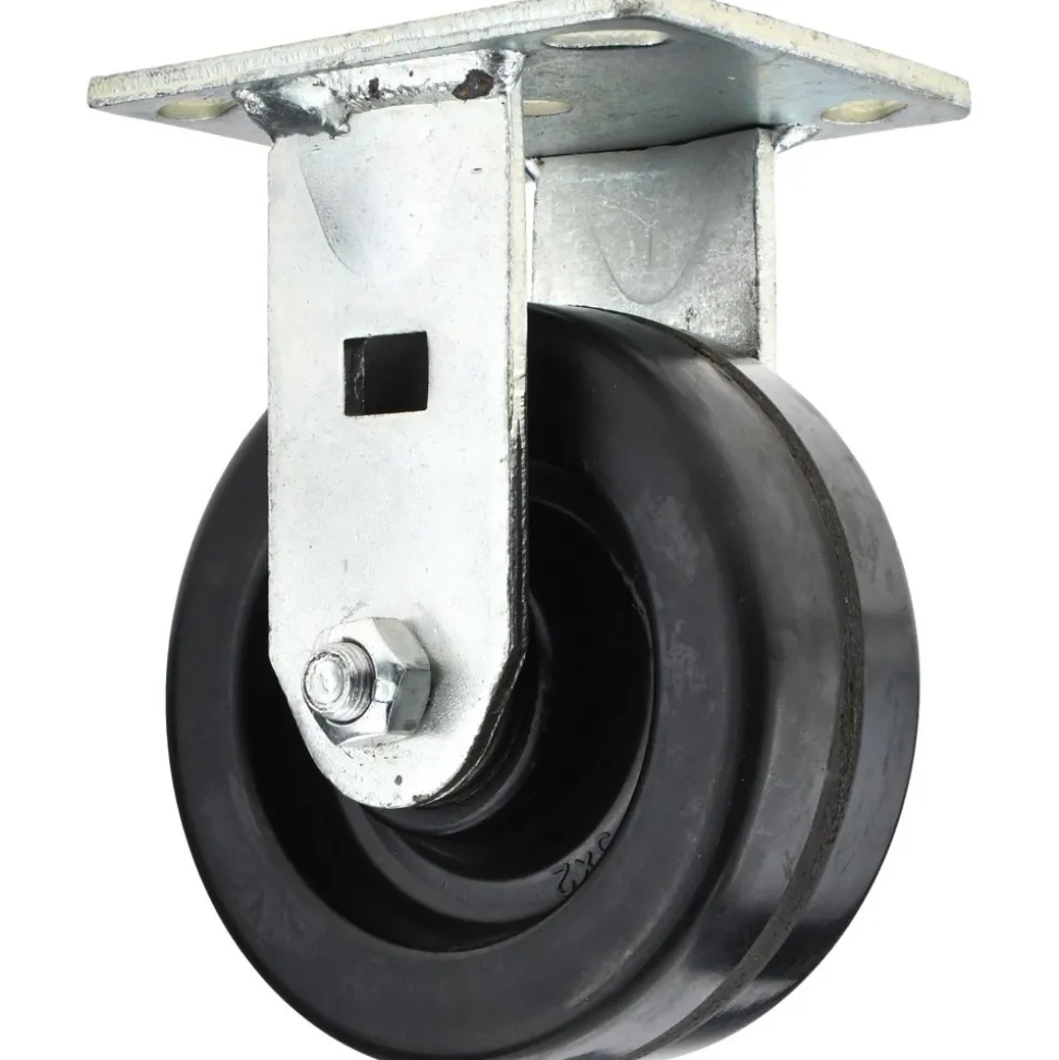 Rigid Top Plate Caster: Phenolic, 5" Wheel Dia, 2" Wheel Width, 1,000 lb Capacity, 6-1/2" OAH