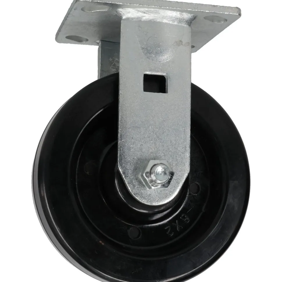 Rigid Top Plate Caster: Phenolic, 6" Wheel Dia, 2" Wheel Width, 1,200 lb Capacity, 7-1/2" OAH