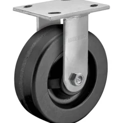 Rigid Top Plate Caster: Phenolic, 5" Wheel Dia, 2" Wheel Width, 900 lb Capacity, 6-1/2" OAH
