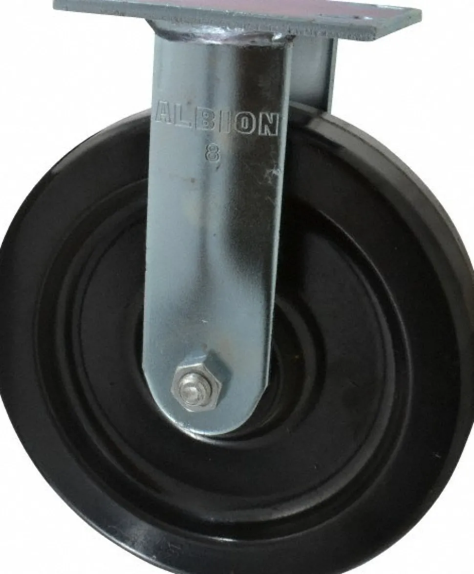 Rigid Top Plate Caster: Phenolic, 8" Wheel Dia, 2" Wheel Width, 1,250 lb Capacity, 9-1/2" OAH
