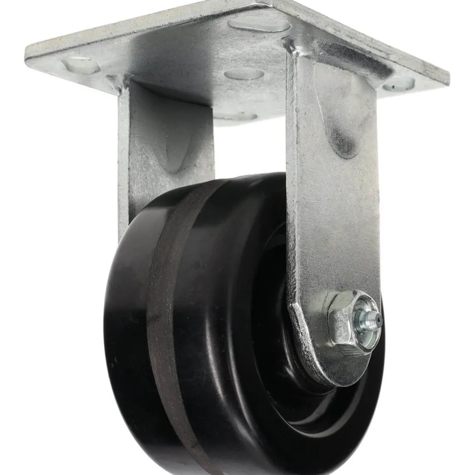 Rigid Top Plate Caster: Phenolic, 4" Wheel Dia, 2" Wheel Width, 800 lb Capacity, 5-5/8" OAH