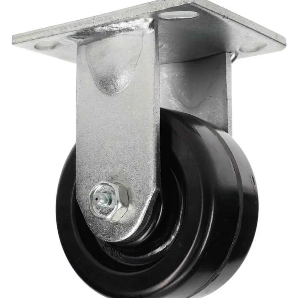 Rigid Top Plate Caster: Phenolic, 4" Wheel Dia, 2" Wheel Width, 800 lb Capacity, 5-5/8" OAH