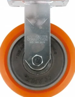 Rigid Top Plate Caster: Polyurethane on Aluminum, 6" Wheel Dia, 2" Wheel Width, 1,000 lb Capacity, 7-1/2" OAH