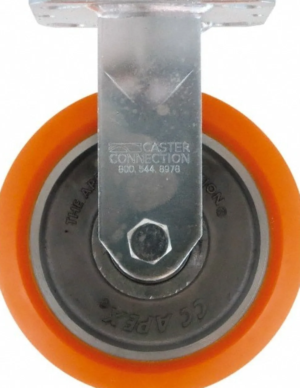 Rigid Top Plate Caster: Polyurethane on Aluminum, 6" Wheel Dia, 2" Wheel Width, 1,000 lb Capacity, 7-1/2" OAH