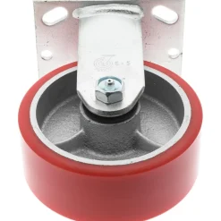 Rigid Top Plate Caster: Polyurethane, 5" Wheel Dia, 2" Wheel Width, 1,250 lb Capacity, 6-1/2" OAH
