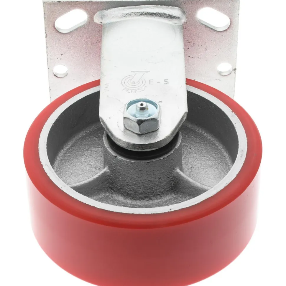 Rigid Top Plate Caster: Polyurethane, 5" Wheel Dia, 2" Wheel Width, 1,250 lb Capacity, 6-1/2" OAH