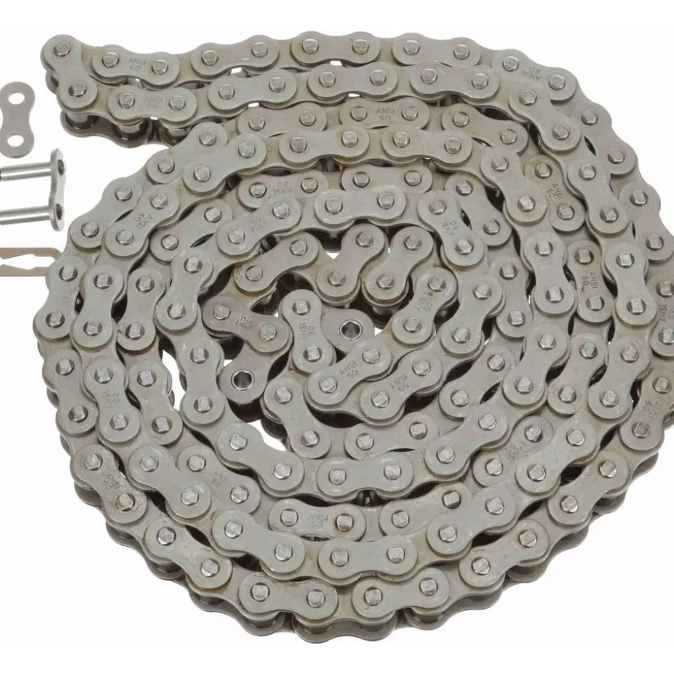 Roller Chain: Standard Riveted, 3/4" Pitch, 60 Trade, 10' Long, 1 Strand