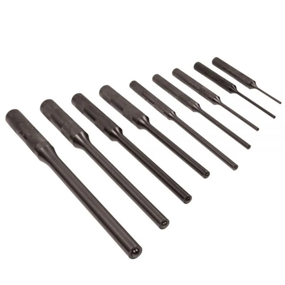 Roll Pin Punch Set: 9 Pc, 0.0625 to 0.3125"