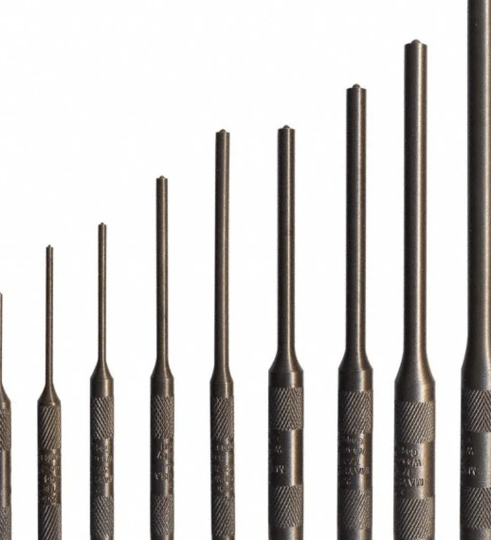 Roll Pin Punch Set: 9 Pc, 0.0625 to 0.3125"