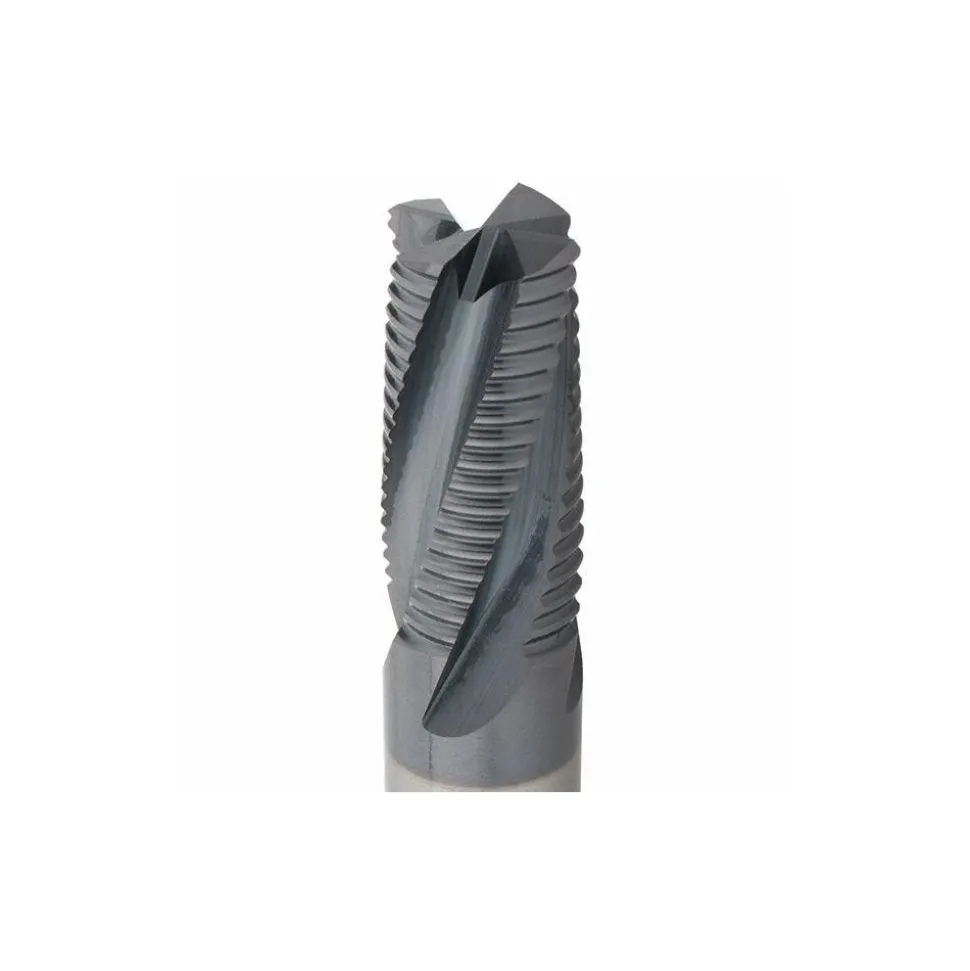 Roughing End Mill: 1/2" Dia, 4 Flute, Fine Pitch, Single End, Solid Carbide