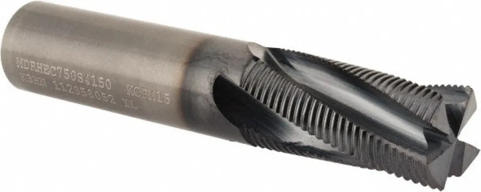 Roughing End Mill: 3/4" Dia, 4 Flute, Fine Pitch, Single End, Solid Carbide