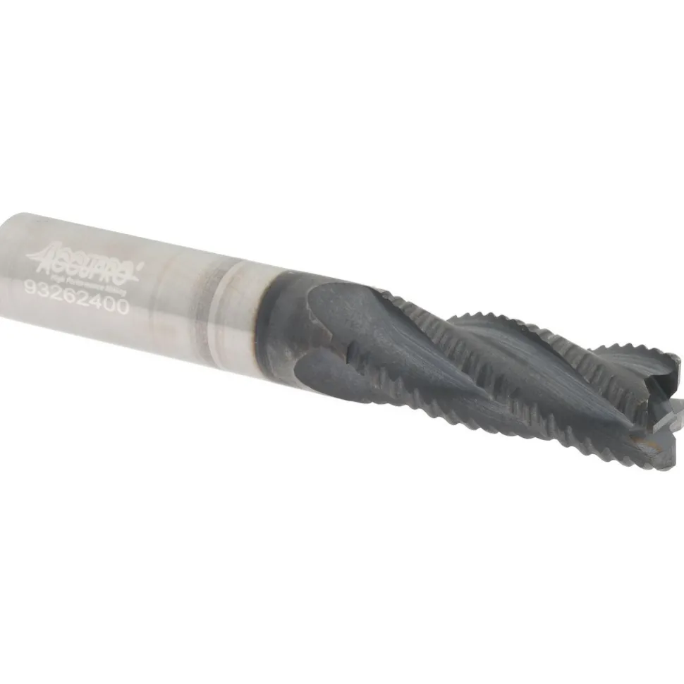 Roughing End Mill: 3/8" Dia, 4 Flute, Single End, Solid Carbide