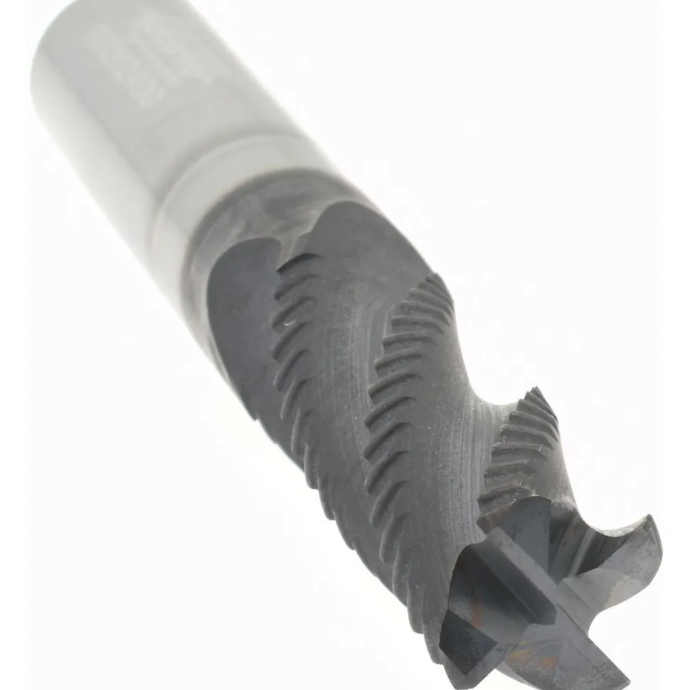 Roughing End Mill: 3/8" Dia, 4 Flute, Single End, Solid Carbide