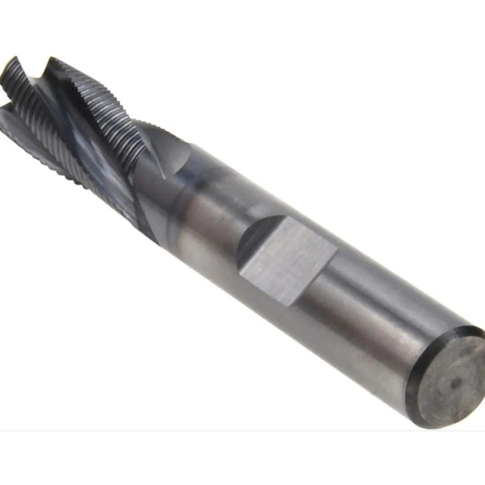Roughing End Mill: 3/8" Dia, 4 Flute, Single End, Solid Carbide