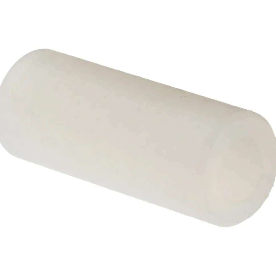 Round Circuit Board Spacer: M4 Screw, 7 mm OAL, 4.2 to 4.8 mm ID, 6 mm OD, Nylon