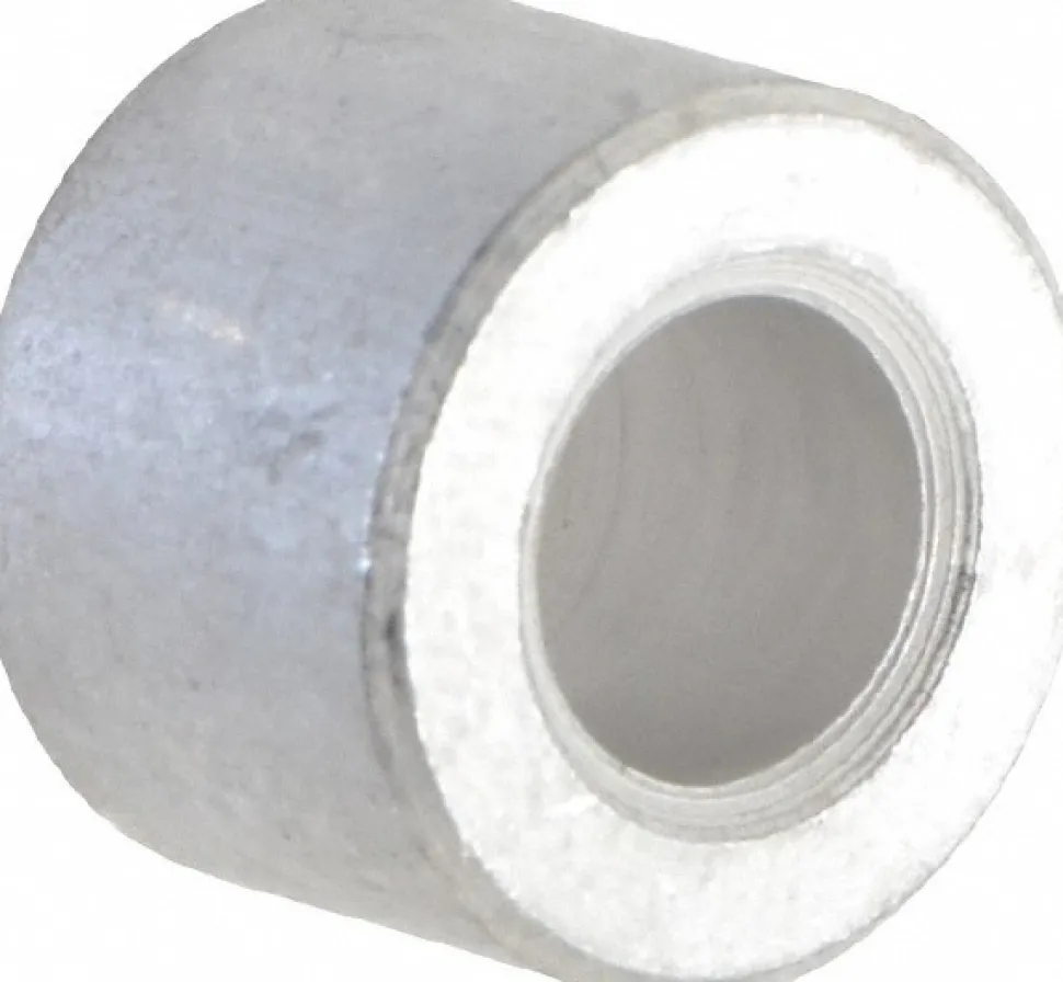 Round Circuit Board Spacer: 1/4" Screw, 3/8" OAL, 0.257" ID, 1/2" OD, Aluminum
