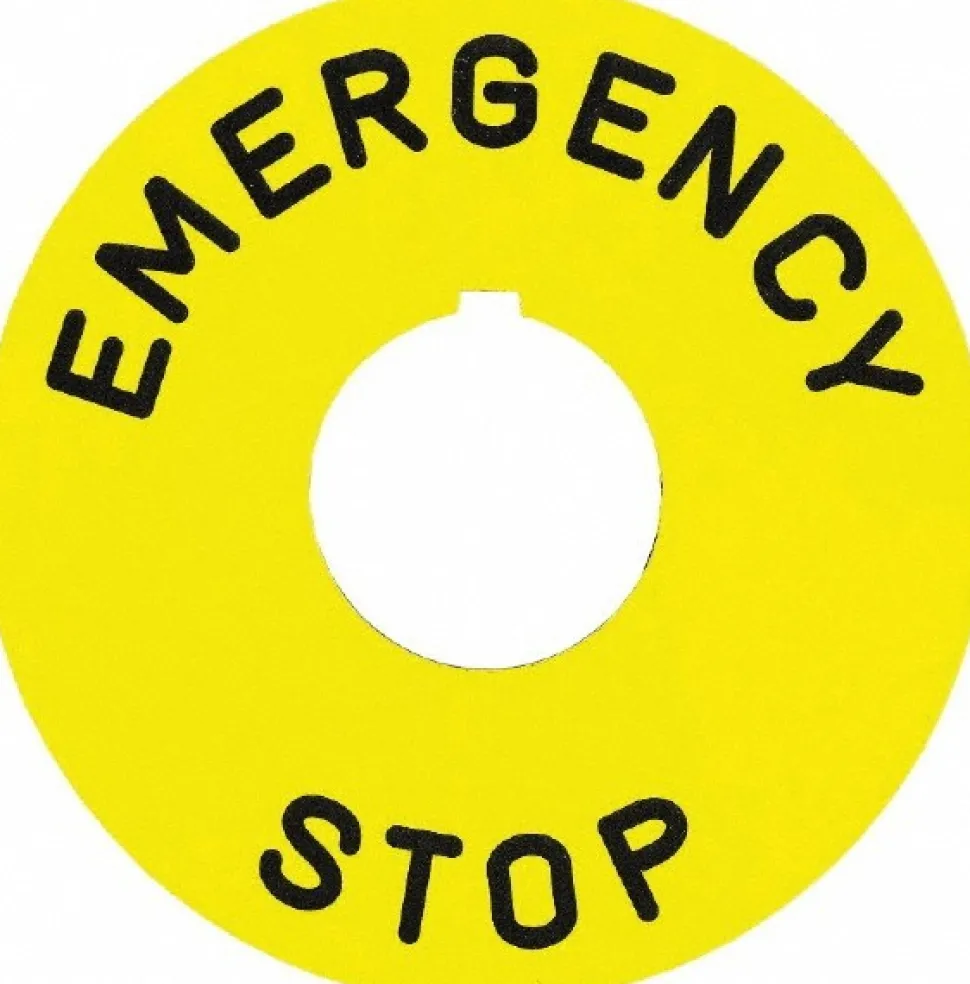 Round, Plastic Legend Plate - Emergency Stop
