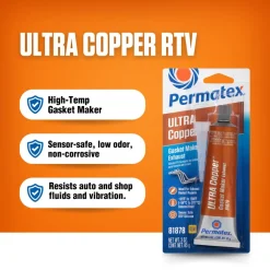RTV Gasket Maker, Ultra Copper, 3.5oz