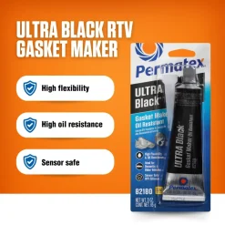 RTV Silicone Gasket Maker, Ultra Black, 3 oz