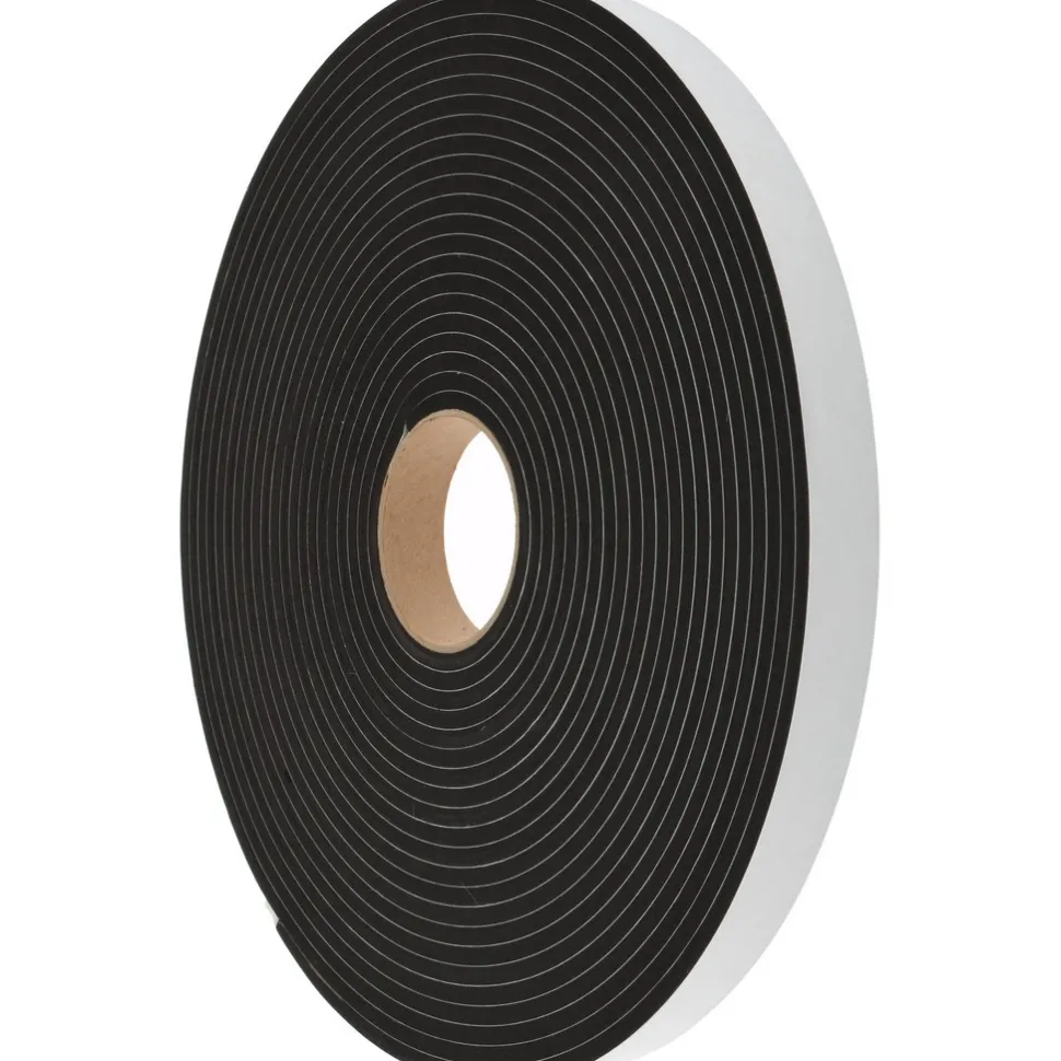 Rubber Roll: Closed Cell, Neoprene Spring Blend, 1/4" Thick, 1" Wide, 50.000' Long, Black