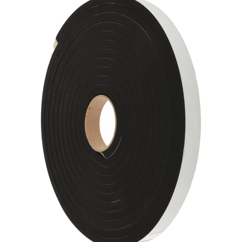 Rubber Roll: Closed Cell, Neoprene Spring Blend, 1/2" Thick, 1" Wide, 25.000' Long, Black