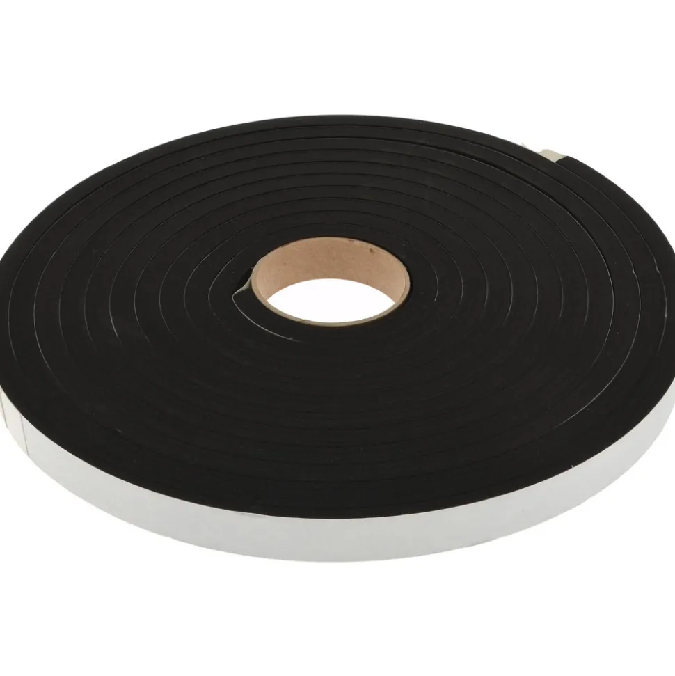Rubber Roll: Closed Cell, Neoprene Spring Blend, 1/2" Thick, 1" Wide, 25.000' Long, Black
