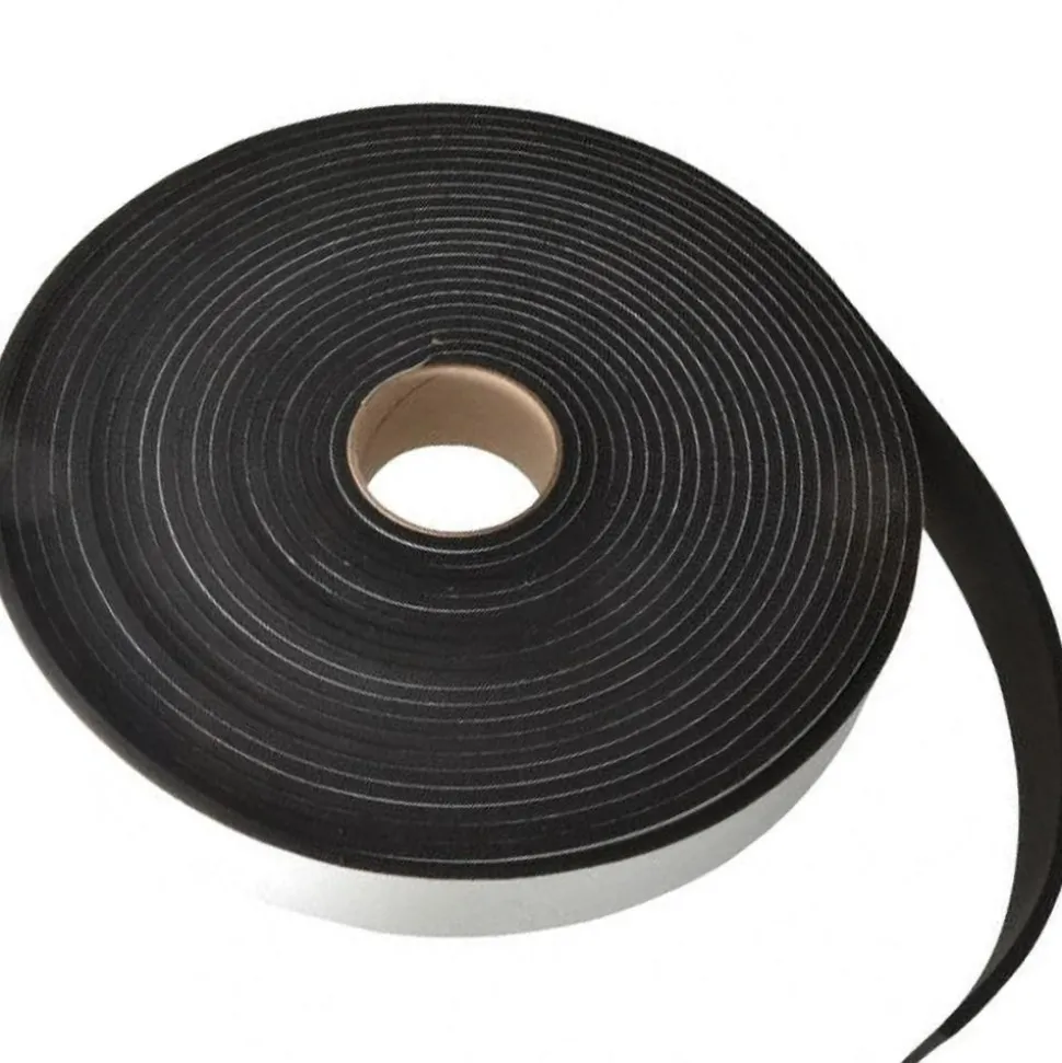 Rubber Roll: Closed Cell, Neoprene Spring Blend, 1/4" Thick, 2" Wide, 50.000' Long, Black