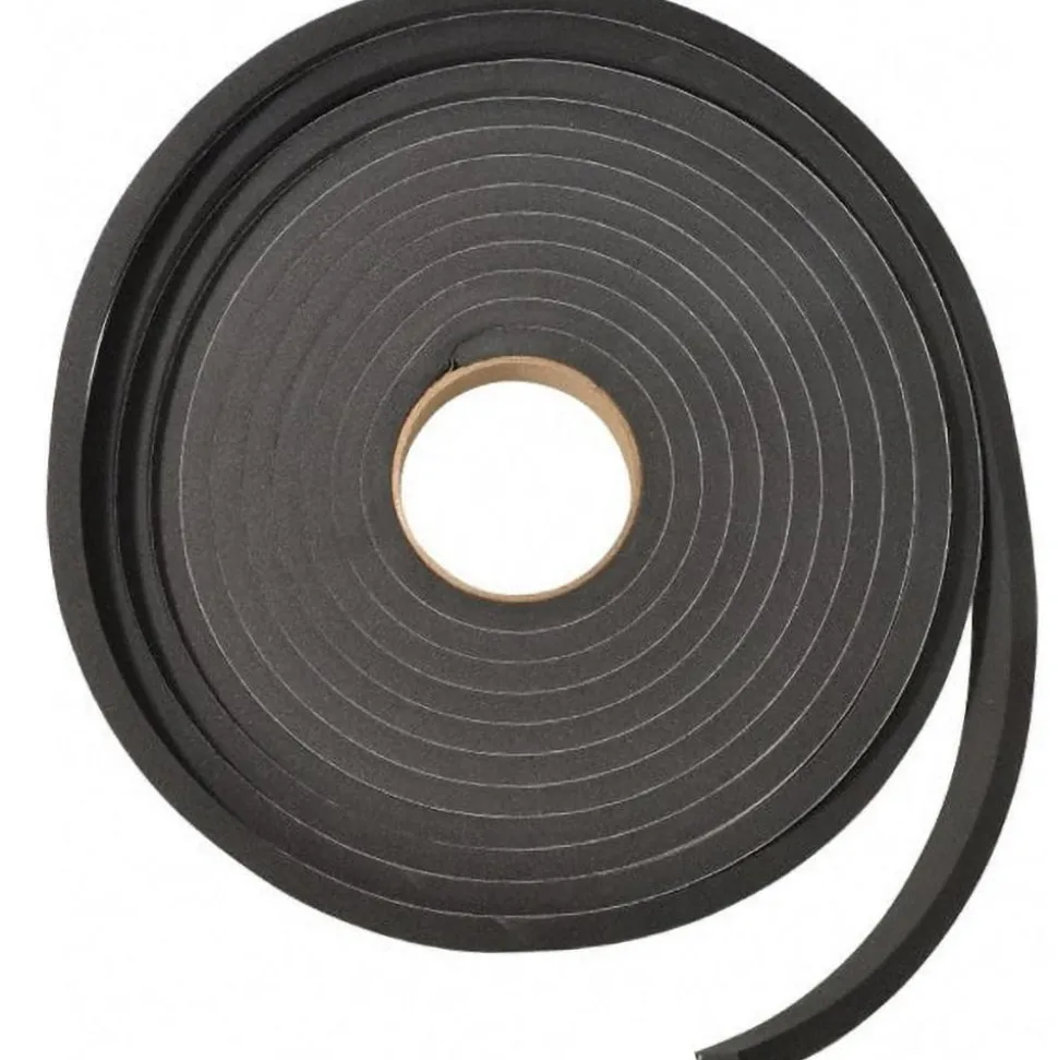 Rubber Roll: Closed Cell, Neoprene Spring Blend, 3/8" Thick, 1" Wide, 25.000' Long, Black
