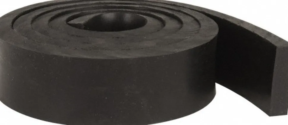 Rubber Strip: Neoprene, 1/2" Thick, 2" Wide, 5.000' Long, Black