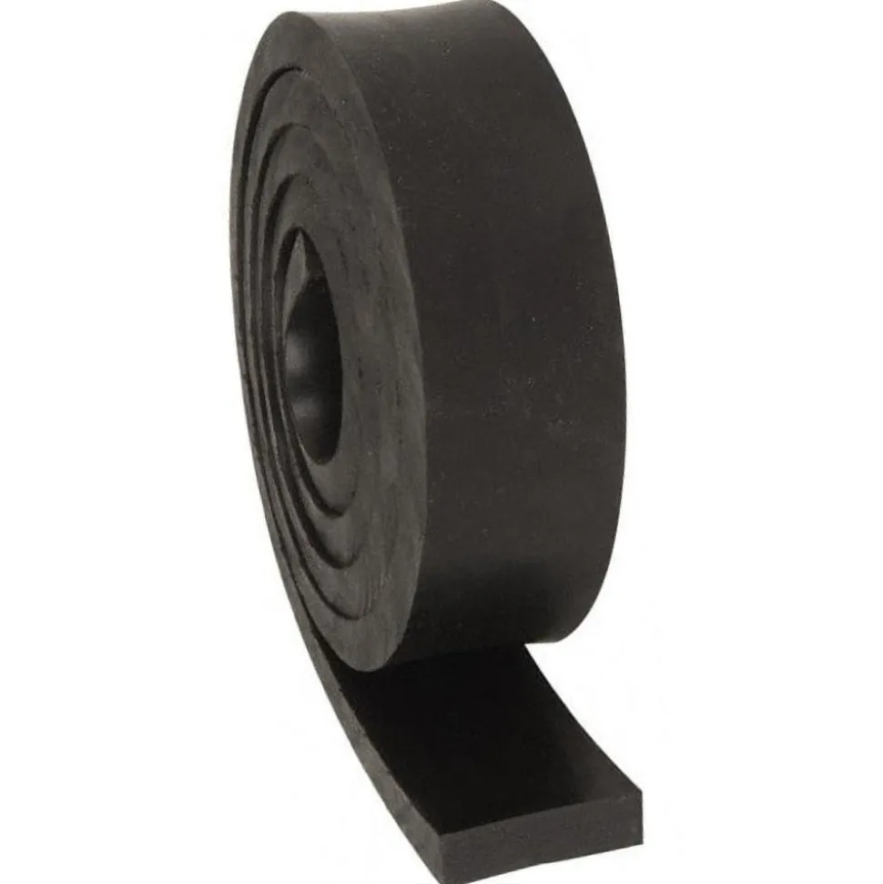 Rubber Strip: Neoprene, 1/2" Thick, 2" Wide, 5.000' Long, Black