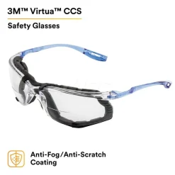 Safety Glasses: Anti-Fog & Scratch-Resistant, Polycarbonate, Clear Lenses, Frameless