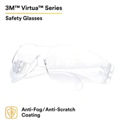 Safety Glasses: Anti-Fog & Scratch-Resistant, Polycarbonate, Clear Lenses, Frameless