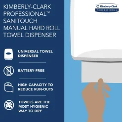 Sanitouch Manual Hard Roll Towel Dispenser, Black, for 1.75