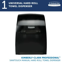 Sanitouch Manual Hard Roll Towel Dispenser, Black, for 1.5