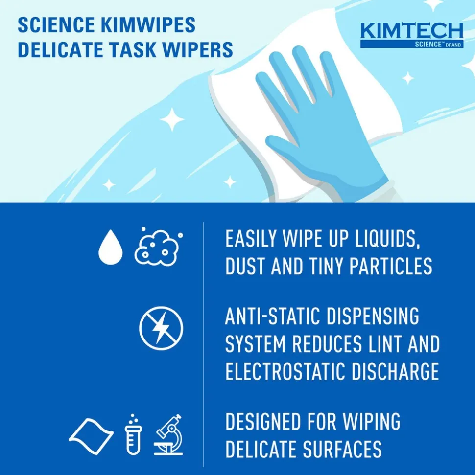 Science™ Kimwipes® Delicate Task Wipes (34256), Pop-Up Box, White