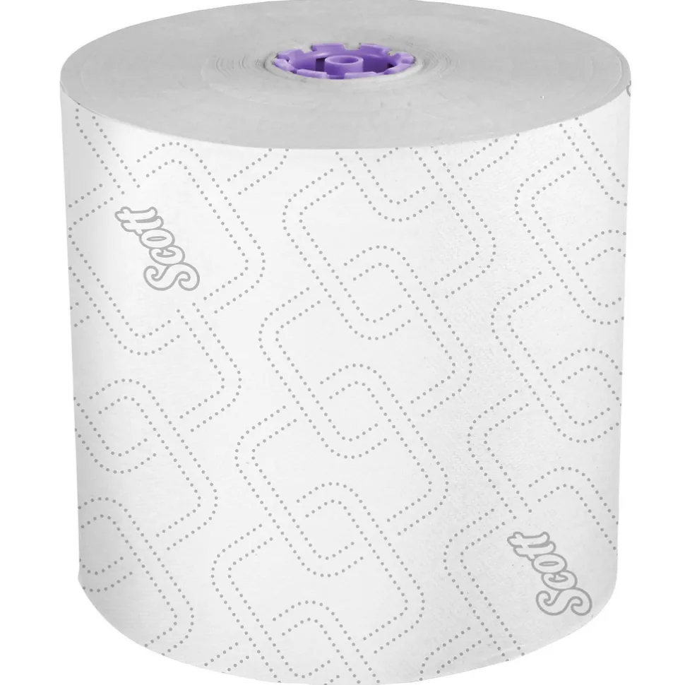 Scott Essential High Capacity Hard Roll Paper Towels with Absorbency Pockets (02001), For Use with Scott Essential Dispenser, Unperforated, White