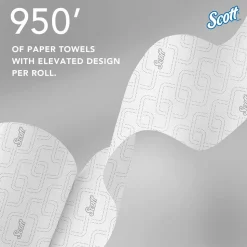 Scott Essential High Capacity Hard Roll Paper Towels with Absorbency Pockets (02001), For Use with Scott Essential Dispenser, Unperforated, White