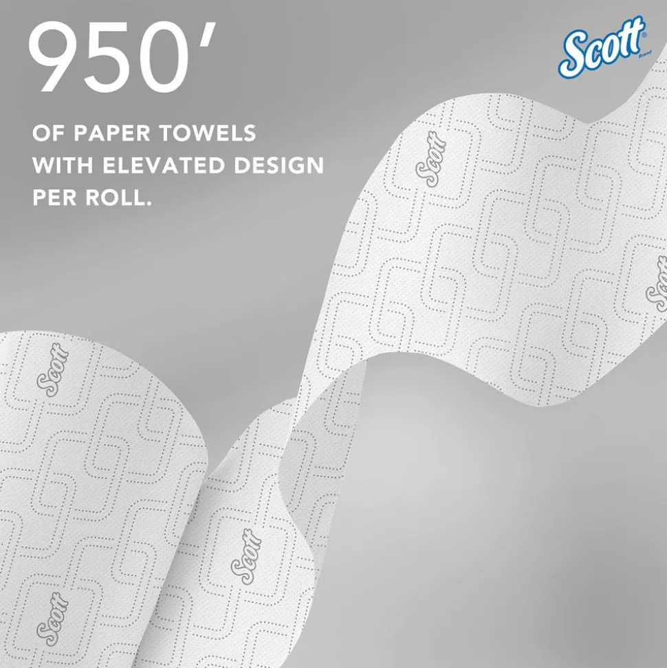 Scott Essential High Capacity Hard Roll Paper Towels with Absorbency Pockets (02001), For Use with Scott Essential Dispenser, Unperforated, White