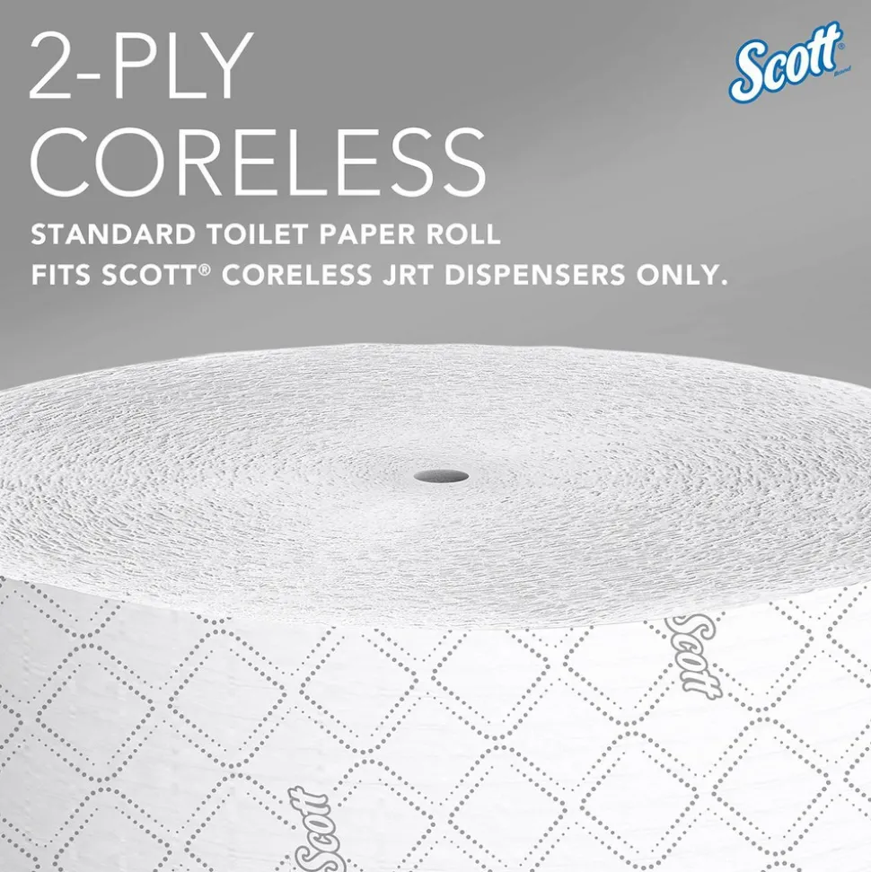 Scott Essential Jumbo Roll Coreless Toilet Paper (07006), 2-ply, White
