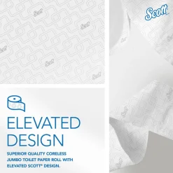 Scott Essential Jumbo Roll Coreless Toilet Paper (07006), 2-ply, White