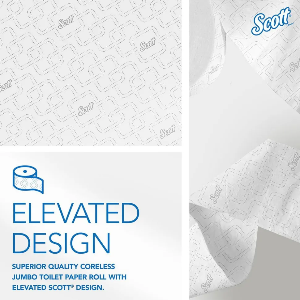 Scott Essential Jumbo Roll Coreless Toilet Paper (07006), 2-ply, White